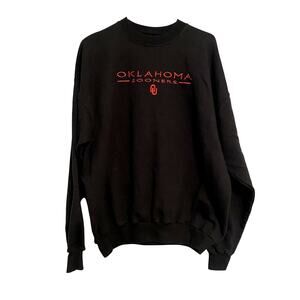 Oklahoma Sooners XL Black Sweatshirt Red Embroidered Logo Pullover Football